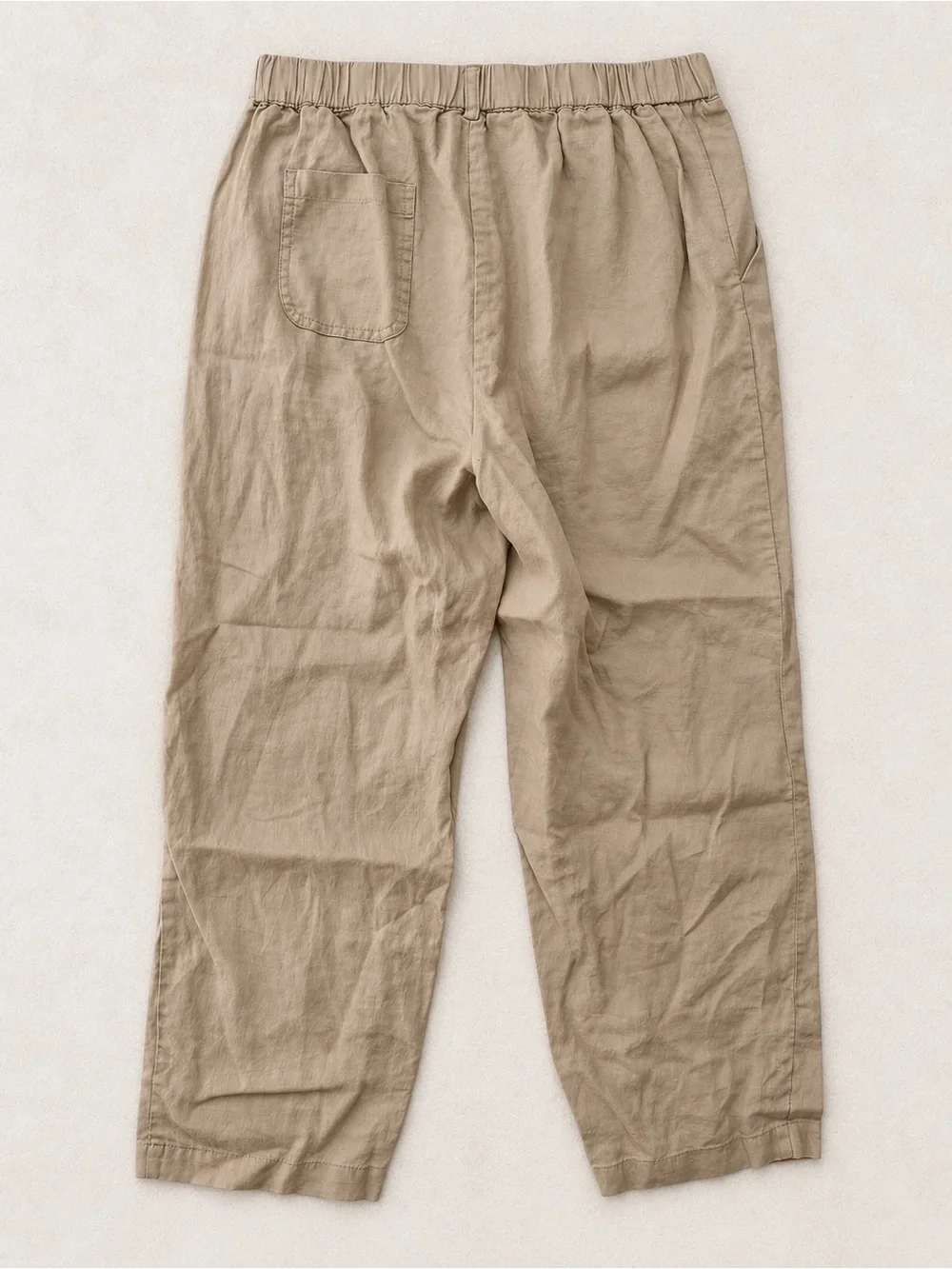 Quince 100% European Linen Pull-On Pants Beige Tan Size Small Cropped